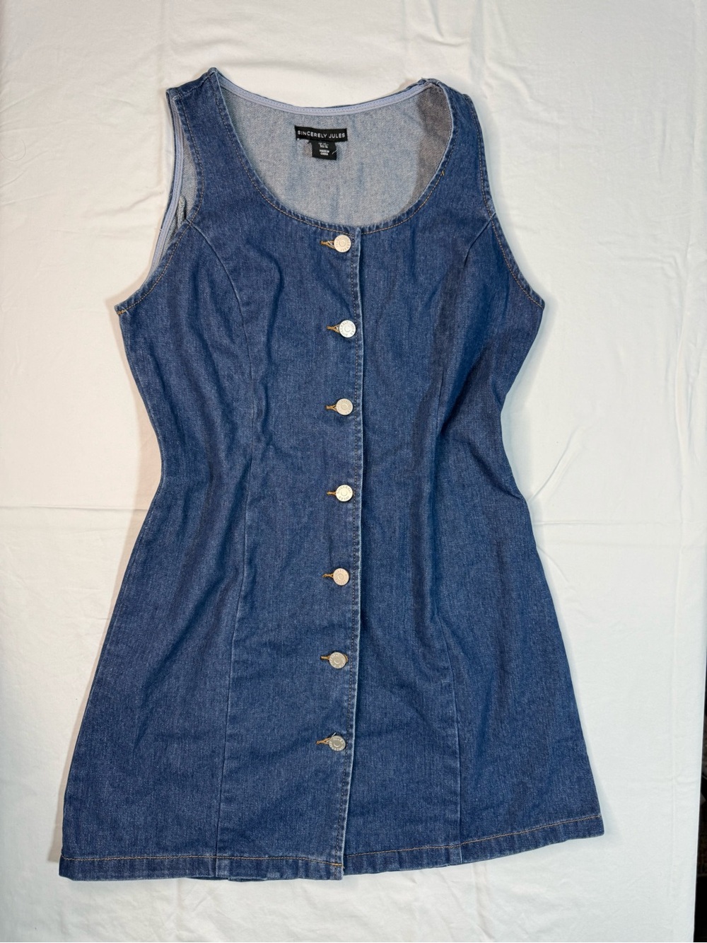 Sincerely Jules Blue Denim Button-Front Mini Dress